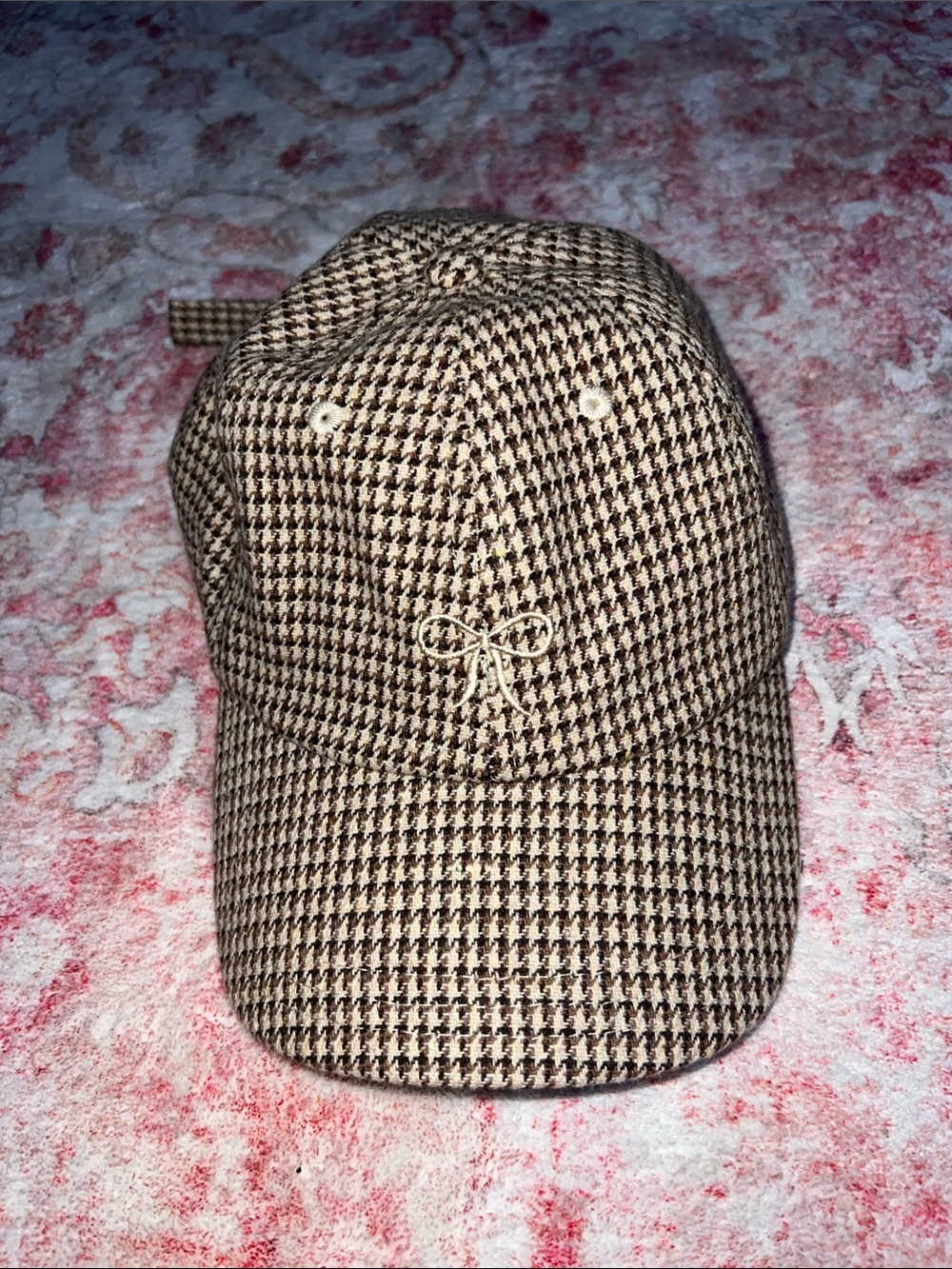 American Eagle Outfitters Brown and Cream Houndstooth Baseball Cap